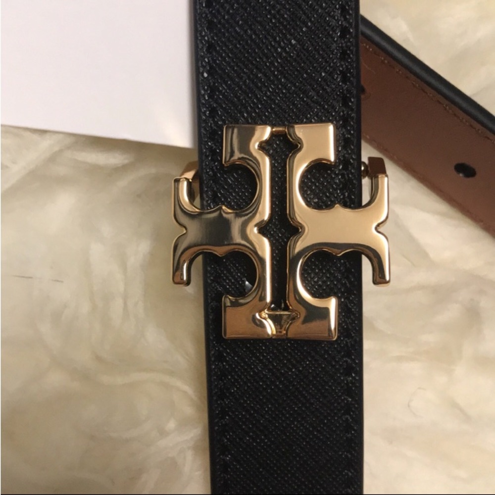 Tory Burch black/brown reversible leather belt